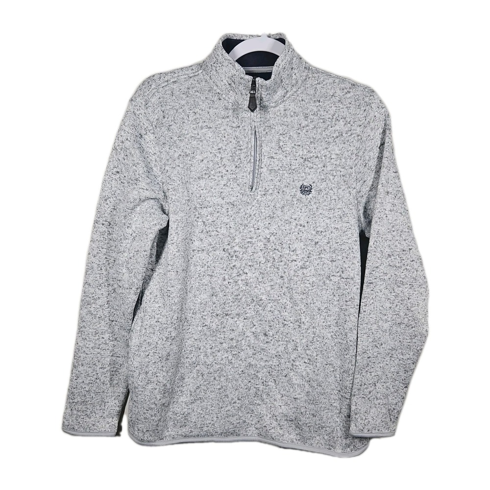 Chaps Sweatshirt Mens Medium Pullover Zipper Gray Preppy Classic